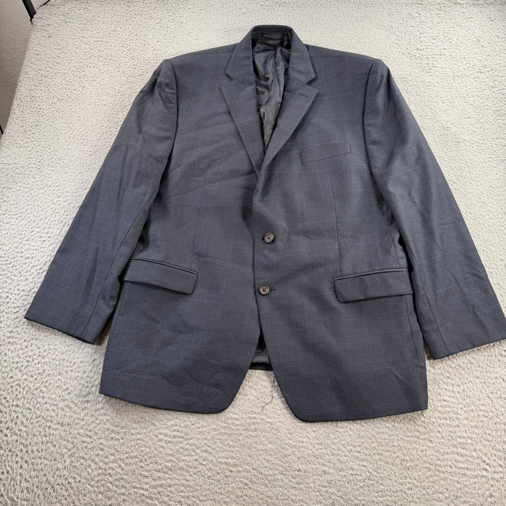 Lauren Ralph Lauren Blazer Mens 44R Navy Blue Wool Windowpane Sport Coat